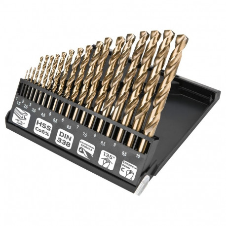 HSS-Co metallipuuride komplekt 1.0–10.0mm, 19 tk