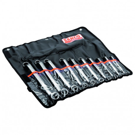 Double end deep offset ring wrench 2M set 10 pcs (6x7, 8x9, 10x11, 12x13, 14x15, 16x17, 18x19, 20x22