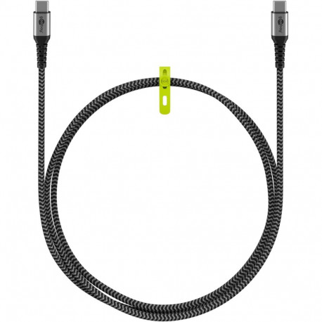 Goobay USB-C to USB-C metallpistikutega tekstiilkaabel (kosmosehall/hõbedane), 0.5 m