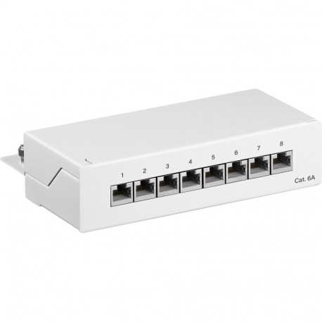 Goobay CAT 6A Mini Desktop Patch Panel, 8 Port (1 HU) white