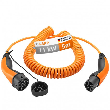 LAPP MOBILITY Type 2 Spiral Charging Cable, up to 11 kW, 5 m, orange 5 m