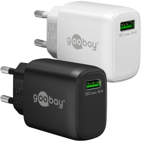 Goobay kiirlaadija 18W USB-A QC, must