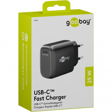 Goobay 25 W USB-C PD GaN must kiirlaadija