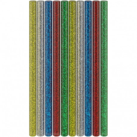 Goobay Tools Hot Glue Sticks 11 mm, 5 Glitter Colours, 10 Pcs.