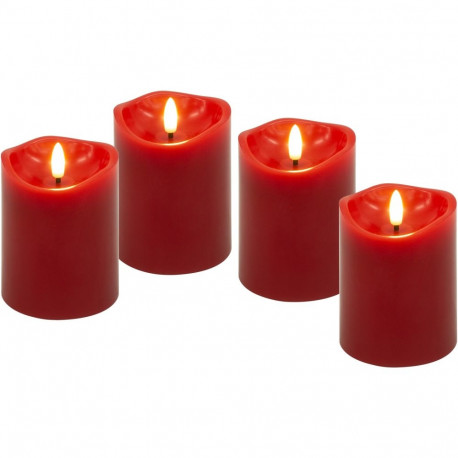 Goobay Set of 4 LED Real Wax Candles, red