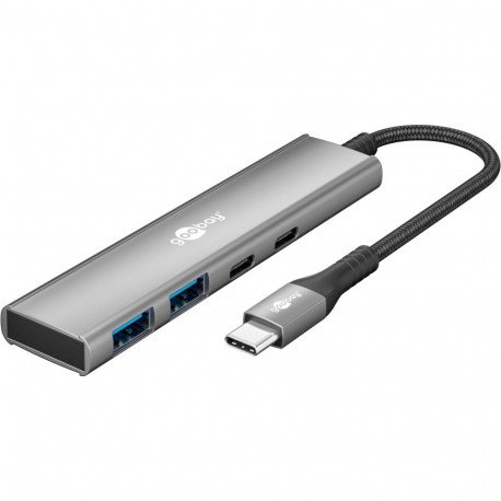 Goobay Slim 4-Port USB Hub, USB-C to USB-C/USB-A, 5 Gbit/s