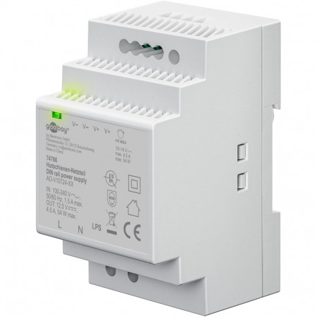 Goobay DIN Rail Power Supply 12 V (DC), 4.5 A, 54 W