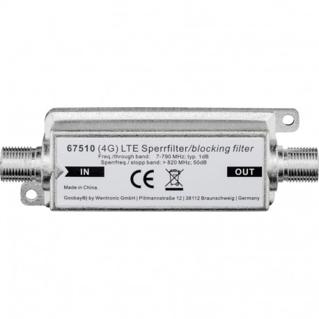 Goobay LTE/4G Blocking Filter, F Socket to F Socket F female