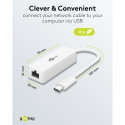 Goobay USB-C Ethernet adapter, valge
