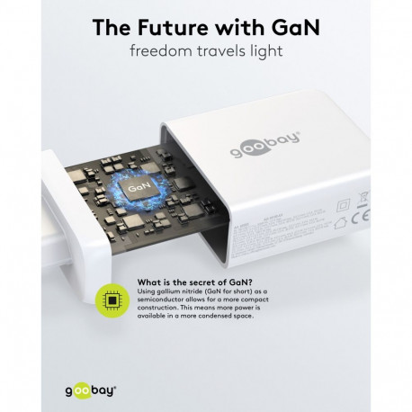 Goobay 100 W USB-C PD GaN mitme pordiga kiirlaadija valge