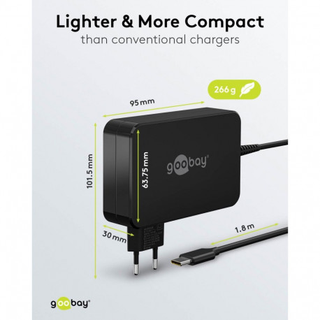 Goobay USB-C Charger for Laptops (90 W) Black