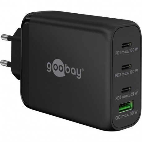Goobay 100 W USB-C PD GaN mitme pordiga must kiirlaadija