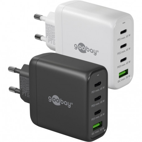 Goobay 68 W USB-C PD GaN mitme pordiga valge kiirlaadija