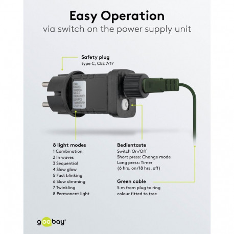 Goobay 280 LED puu valguskett koos rõngaga, 8x 2 m