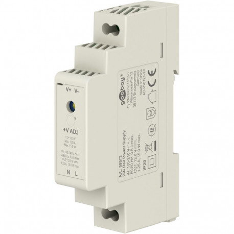 Goobay DIN Rail Power Supply 12 V (DC), 1.25 A, 15 W