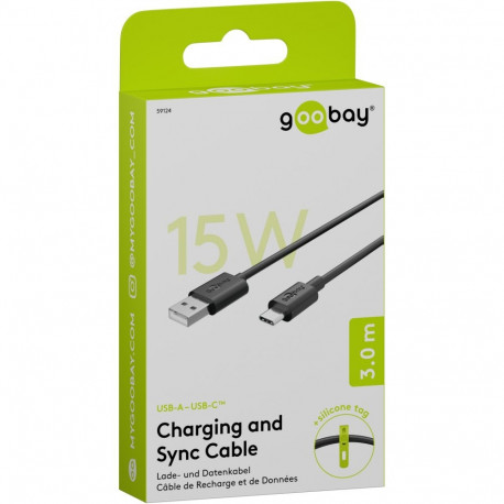 Goobay USB-C laadimis- ja andmesidekaabel (USB-A > USB-C) 3 m