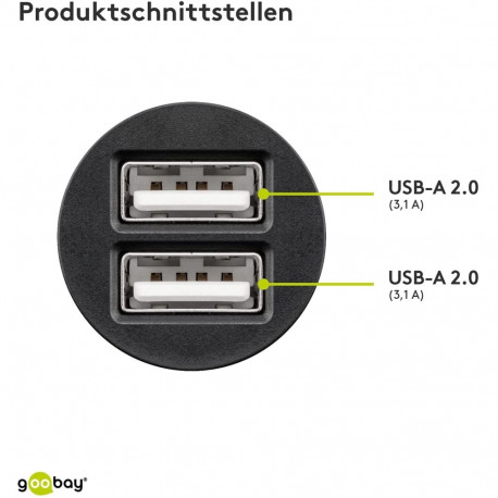 Goobay autolaadija 15.5W kahe USB-pordiga