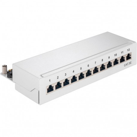 Goobay CAT 5e mini/lauapealne patch paneel, 12-portiline hall