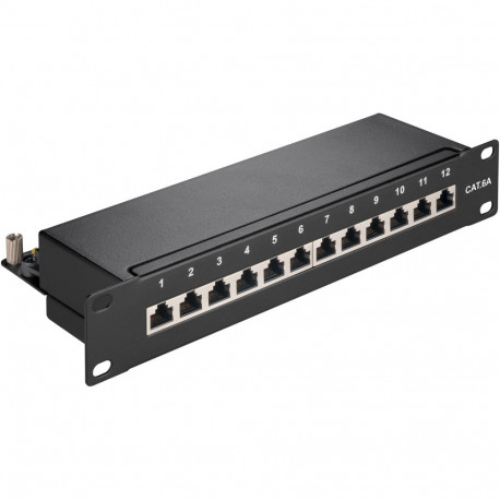 Goobay CAT 6a 10-tolline (25,4 cm) patchpaneel, 12-portiline must