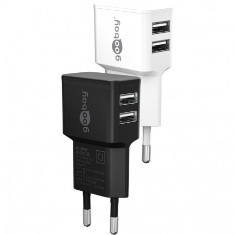 Goobay 12 W USB-A kahene laadija must