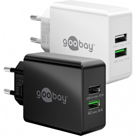 Goobay 28 W USB-A QC must kahe pordiga kiirlaadija