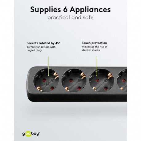 Goobay 6-Way Power Strip, 5 m, black 5 m