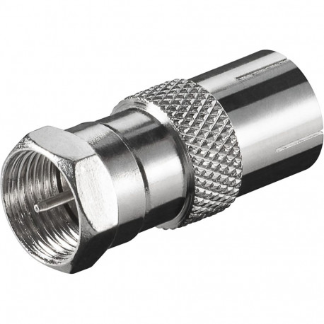 Goobay F-adapter: F-pistik > koaksiaalpesa, tsink (10 tk)