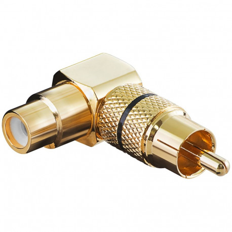 Goobay RCA adapter 90°, kuldne versioon, must (10 tk)