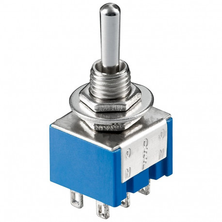 Goobay miniatuurne lüliti, ON - OFF - ON, 6 pinni, sinine korpus
