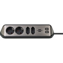 Brennenstuhl 1153590410 power extension 2 m 4 AC outlet(s) Indoor Black, Silver