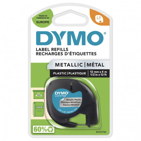 Dymo Letratag lint 12mm x 4m, metallik-hõbedane