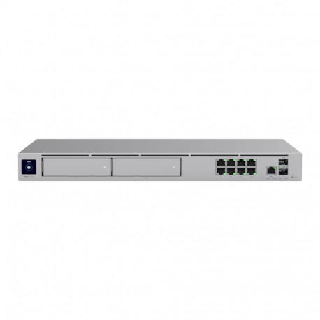 Ubiquiti rack-mount Cloud Gateway with 10 Gbps performance, multi-WAN load balancing, and two NVR dr