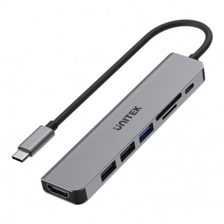 UNITEK USB-jaotur uHUB S7+ juhtmega USB 3.2 Gen 1 (3.1 Gen 1) Type-C, hall