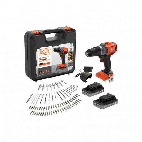 Black & Decker lööktrell BCD383D2XKA-QW 18V 2x 2.0Ah akut laetuse indikaatoriga 1A laadija ja 80 tar