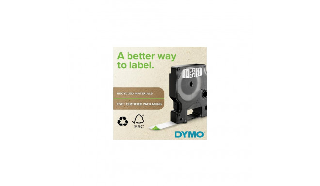 DYMO Rhino Industrial Permanent Polyester Labels | 12 mm x 5.5 m | Black Print on Clear | Self-Adhes