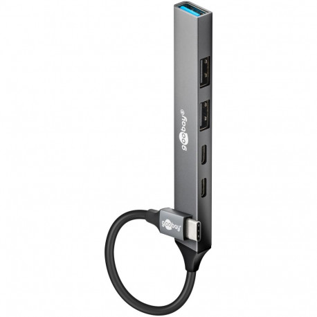 Goobay õhuke 5-pordiline USB-jaotur, USB-C to USB-C/USB-A, 5 Gbit/s