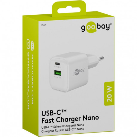 Goobay 20 W USB-C PD GaN valge kahepesaline kiirlaadija