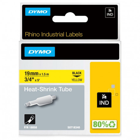Dymo Rhino IND ORIGINAL termokahanev märgistuslint 19mm x 1,5m 18058 läbimõõdule 4,64–8,7mm, must ko