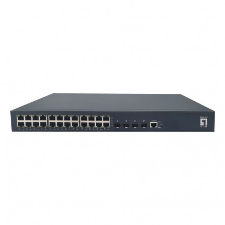 LevelOne 28-Port L3 Lite Managed Gigabit PoE Switch, 802.3af/at PoE, 24 PoE Outputs, 400W Power Budg