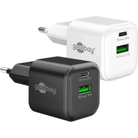 Goobay 20 W USB-C PD GaN kahekordne kiirlaadija, must