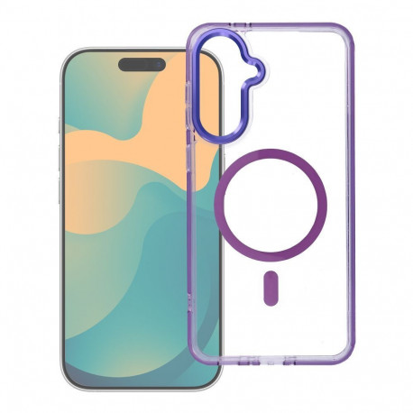 Case for Samsung A07 / A08 Frame Clear Hybrid Mag Cover compatible with MagSafe purple