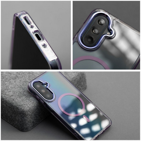 Case for Samsung A07 / A08 Frame Clear Hybrid Mag Cover compatible with MagSafe purple