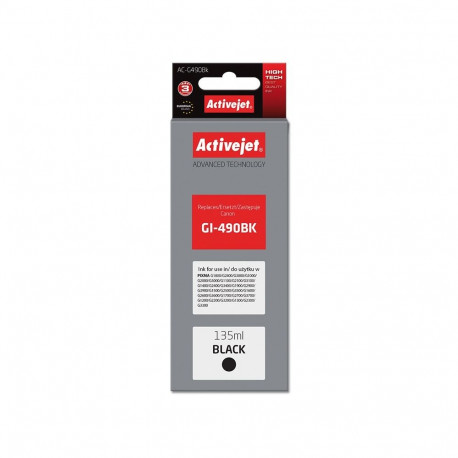 Activejet AC-G490Bk tint (asendus Canon GI-490BK; Supreme; 135 ml; 6000 lehekülge, must)