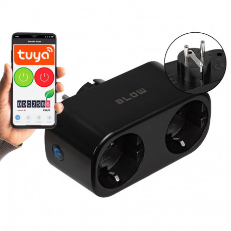 TUYA WiFi kaudu juhitav kahe pesaga nutipistikupesa, must
