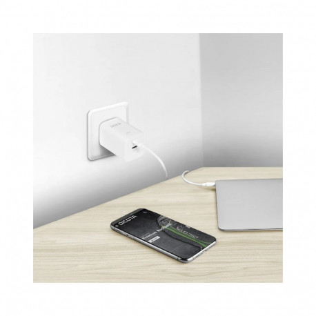 65W GaN-laadija 2x USB-C + USB-C-kaabel 1.5m, valge