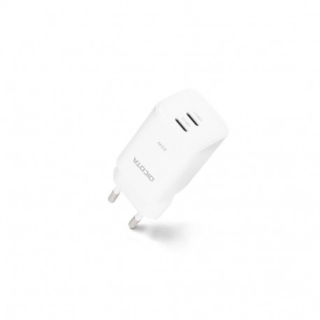 45W GaN-laadija, 2x USB-C + USB-C-kaabel 1.5m, valge