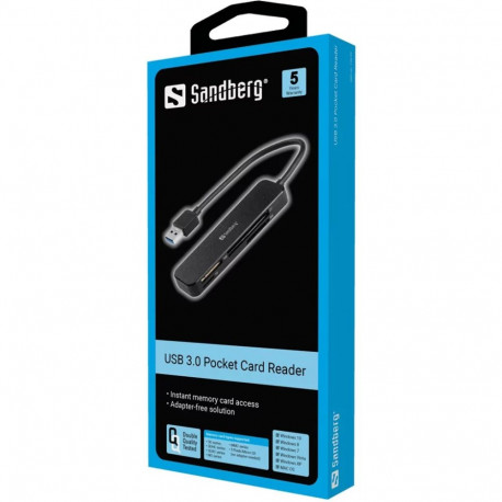 Mälukaardi lugeja Sandberg USB 3.0 Pocket Card Reader