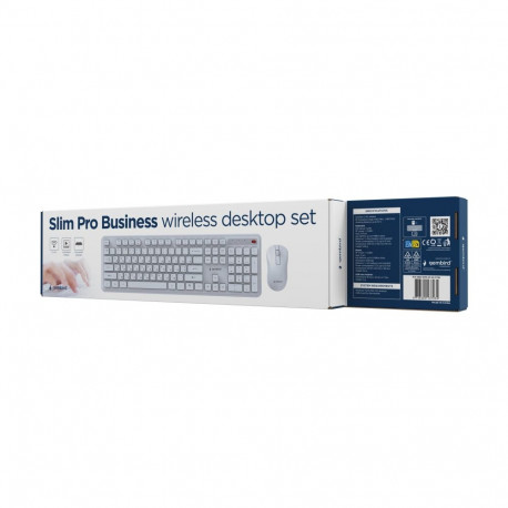 GEMBIRD Slim Pro Business wireless desktop set white US layout