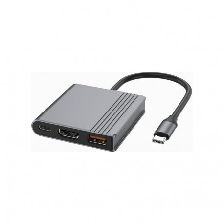GEMBIRD mitme pordiga adapter USB Type-C 3-in-1 USB port + HDMI + USB-C video, kosmosehall