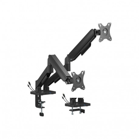GEMBIRD Adjustable desk 2-display mounting arm with USB ports 17-32inch